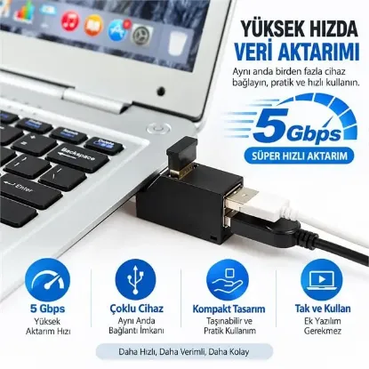 Powermaster PM-38399 3 Portlu USB 3.0 Çoklu Dönüştürücü Hub Çoklayıcı resmi
