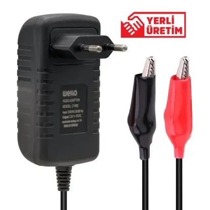 Weko 7.2 Volt 2 Amper Krokodil Uçlu Priz Tip Ledli Yerli Üretim Akü Şarj Cihazı resmi