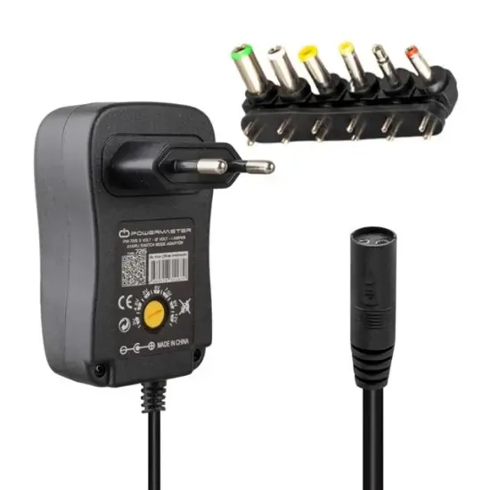 Powermaster PM-7215 3 Volt - 12 Volt - 1 Amper - 30 Watt Çok Uçlu Ayarlı Switch Mode Adaptör resmi