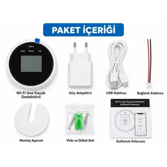 Sunup SN-38805 Wi-Fi Akıllı Doğal Gaz ve Sıcaklık Ev Tipi Kaçak Dedektörü TFT Ekranlı  resmi