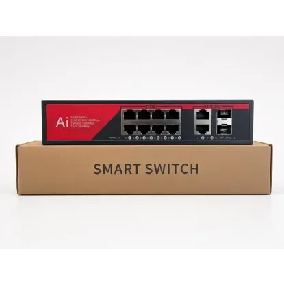EZCOOL EZ-08PSX-SFP 8 PORT 8FE+2GE+2SFP GIGABIT YÖNETİLEMEZ POE SWİTCH 120W resmi