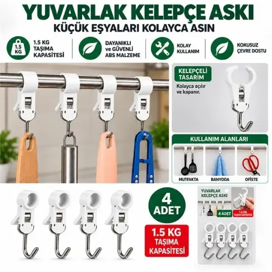 Sunup SN-38120 Yuvarlak Kelepçe Askı 65x11.5x15.5mm 4'lü Paket resmi