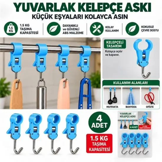 Sunup SN-38119 Yuvarlak Kelepçe Askı 80x12x18mm 4'lü Paket resmi