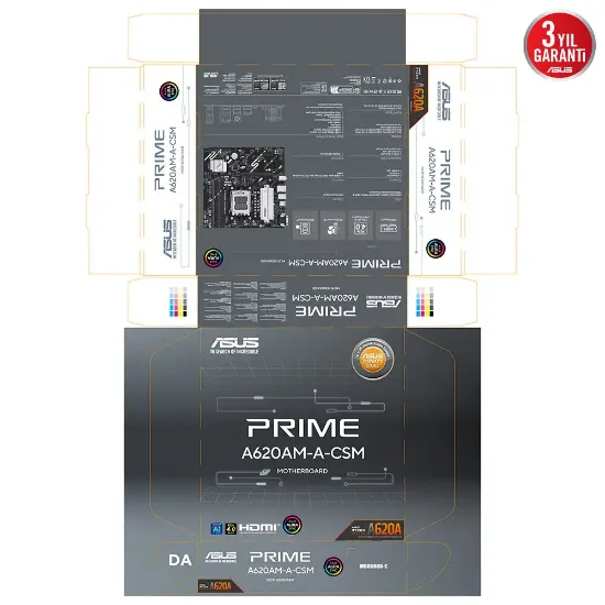 ASUS PRIME A620AM-A-CSM DDR5 7600MHZ(OC) M.2 AM5 resmi