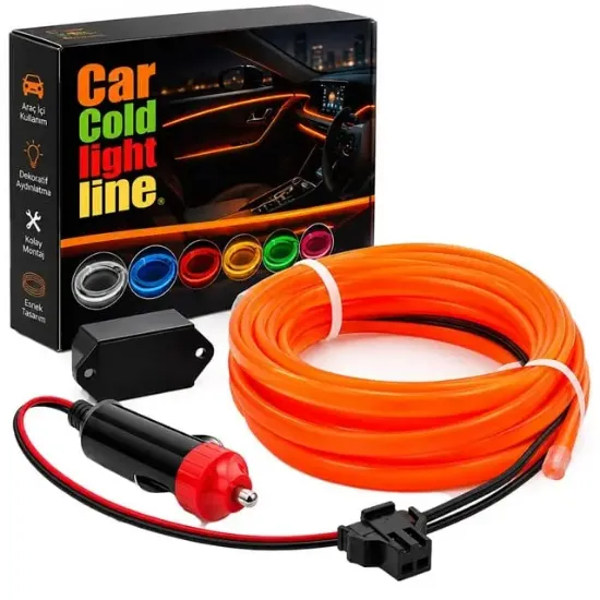 Powermaster 5 Metre 5 Volt USB Adaptörlü Neon Oranj İp Aydınlatma PM-6084 resmi