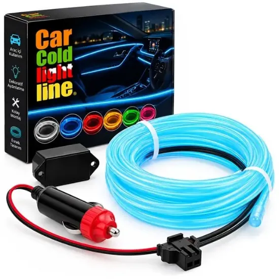 Powermaster 5 Metre 5 Volt USB Adaptörlü Neon Buz Mavi İp Aydınlatma PM-6080 resmi