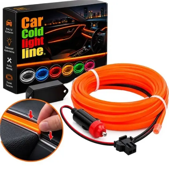 Powermaster 5 Metre 5 Volt USB Adaptörlü Neon Oranj İp Aydınlatma PM-6084 resmi