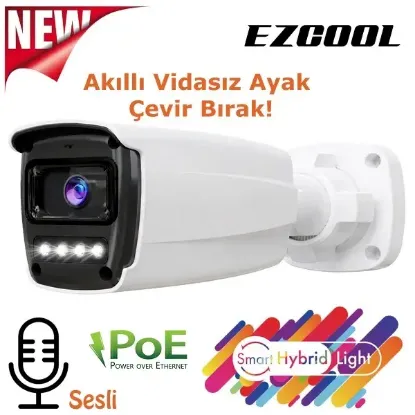 EZCOOL EZ-4045IPS 5MP 3.6MM HİBRİT POE SESLİ IP BULLET KAMERA resmi