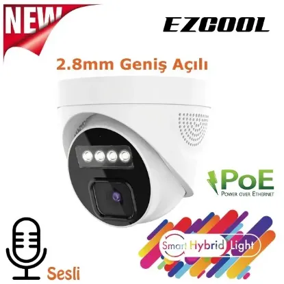 EZCOOL EZ-1045IPS 5MP 2.8MM HIBRIT POE SESLİ IP DOME KAMERA  resmi