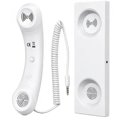 PowerMaster PM-39122 Retro-Nostaljik 3.5mm Girişli Beyaz Telefon Ahizesi resmi