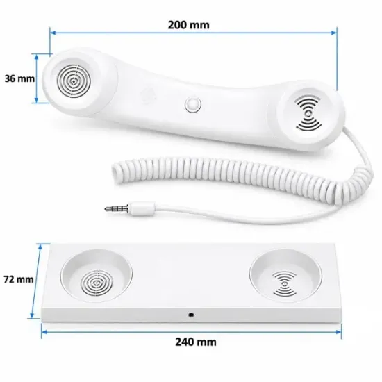 PowerMaster PM-39122 Retro-Nostaljik 3.5mm Girişli Beyaz Telefon Ahizesi resmi