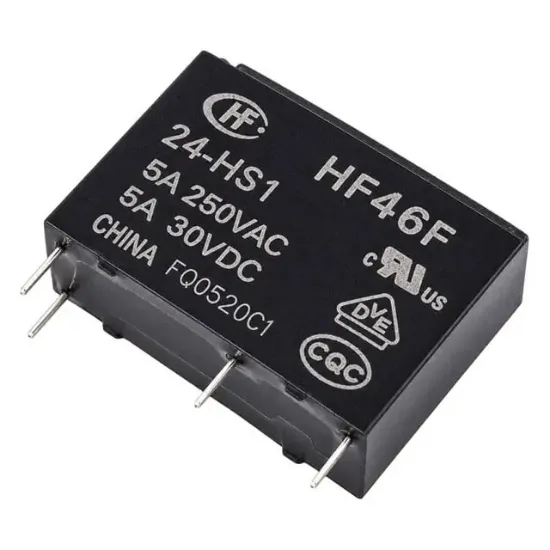 Hongfa HF46F 24-HS1 24V DC 5A Mini Güç Rölesi (4 Pin PCB Tipi) resmi