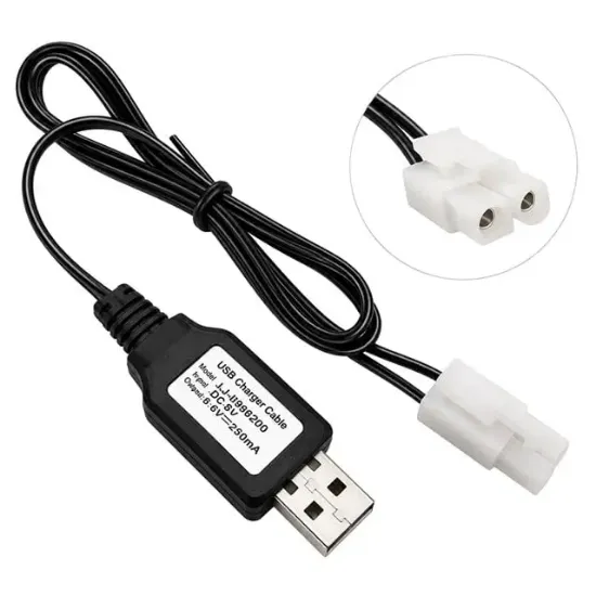 PowerMaster PM-33598 9.6V Ni-Cd 250mA USB Şarj Kablosu KET-2P Tamiya Soketli 30CM resmi