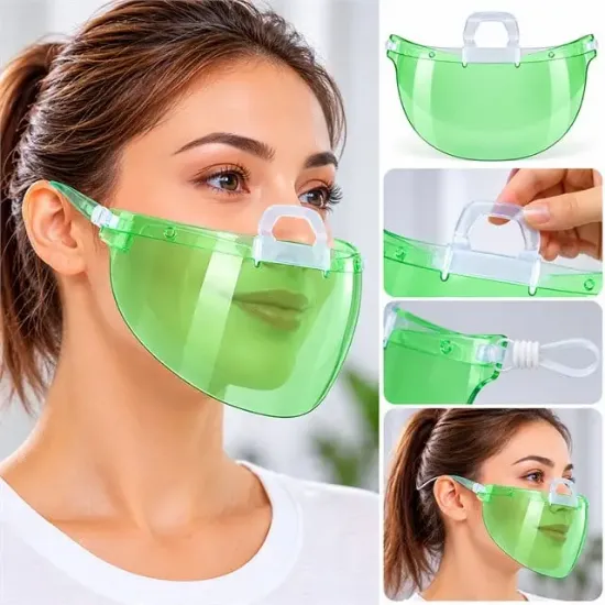 Sunup SN-38916 Yemek Servisleri İçin Plastik Şeffaf Maske (10 Adet) resmi