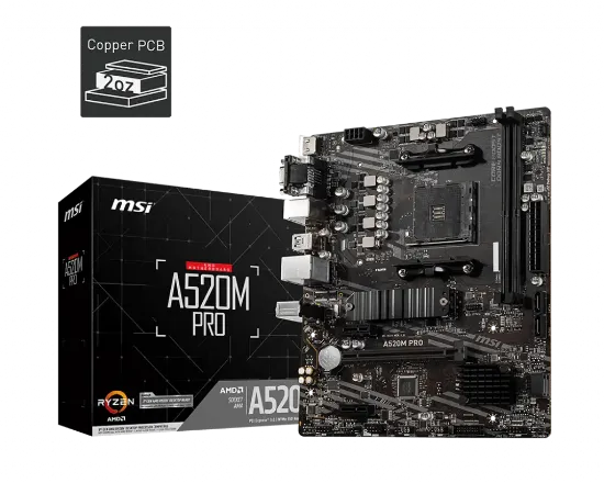 MSI A520M PRO DDR4 4600/1866Mhz M.2 MATX AM4 resmi