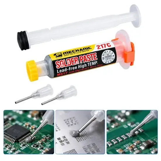 Powermaster PM-39107 Mechanic MS17 20 Gram 4 Microns Leaded High Temp 217C Şırınga Krem Lehim resmi