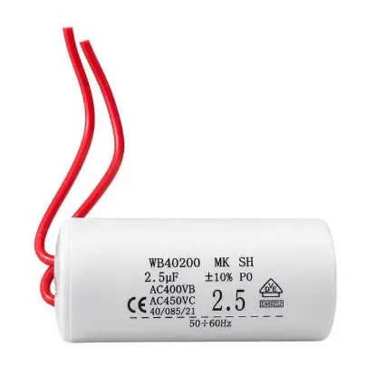 Powermaster WB40200 2.5 uF 400V/450V AC Kablolu Motor Daimi Çalışma Kapasitörü (Kondansatör) resmi