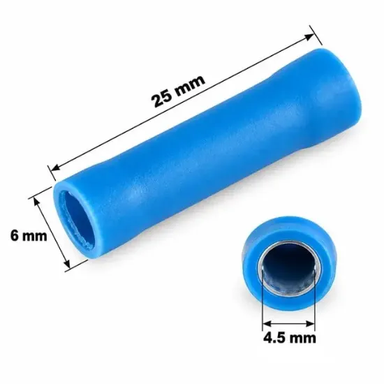 PowerMaster PM-39055 1,5-2,5mm2 Kesit 25x6x4,5mm Soket Mavi İzoleli Kablo Pabucu (100'lü Paket) resmi