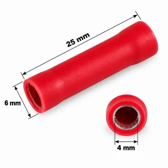 PowerMaster PM-39055 0,5-1,5mm2 Kesit 25x6x4mm Soket Kırmızı İzoleli Kablo Pabucu (100'lü Paket) resmi