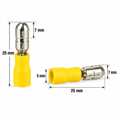 PowerMaster PM-39082 4-6mm2 Kesit 25x7x5mm Soket Sarı İzoleli Kablo Pabucu (100'lü Paket) resmi