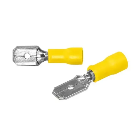 PowerMaster PM-39081 4-6mm2 Kesit 24x7x6mm Soket Sarı İzoleli Kablo Pabucu (100'lü Paket) resmi