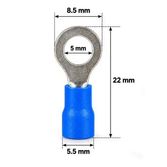 PowerMaster PM-39058 1,5-2,5mm2 Kesit 25x11x6mm Soket Mavi İzoleli Kablo Pabucu (100'lü Paket) resmi