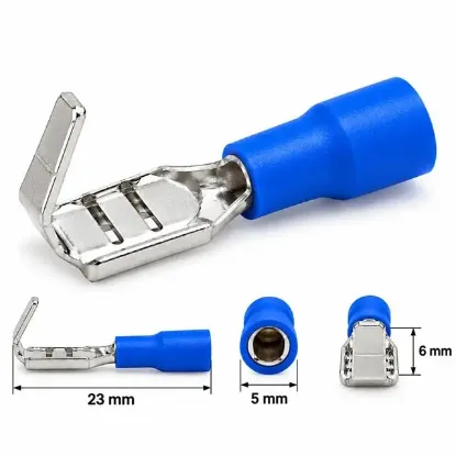 PowerMaster PM-39056 1,5-2,5mm2 Kesit 23x6x5mm Soket Mavi İzoleli Kablo Pabucu (100'lü Paket) resmi