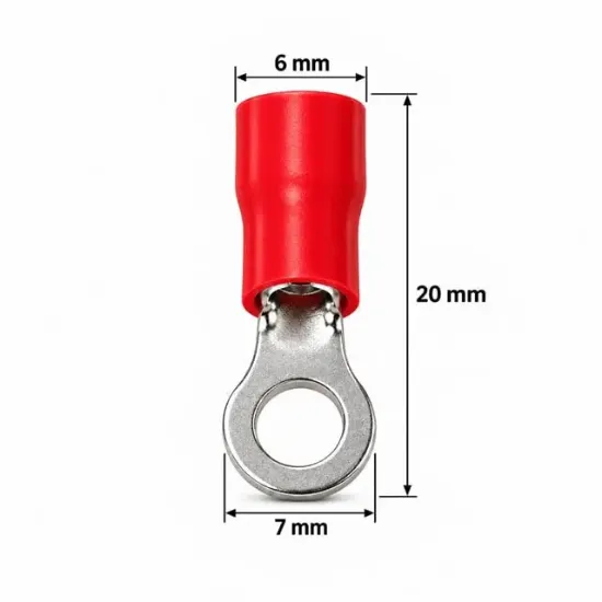 PowerMaster PM-39070 0,5-1,5mm2 Kesit 20x6x7mm Soket Kırmızı İzoleli Kablo Pabucu (100'lü Paket) resmi