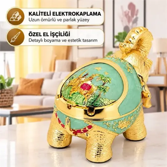 Sunup SN-38890 Su Yeşili Renginde Fil Figürlü Küllük resmi