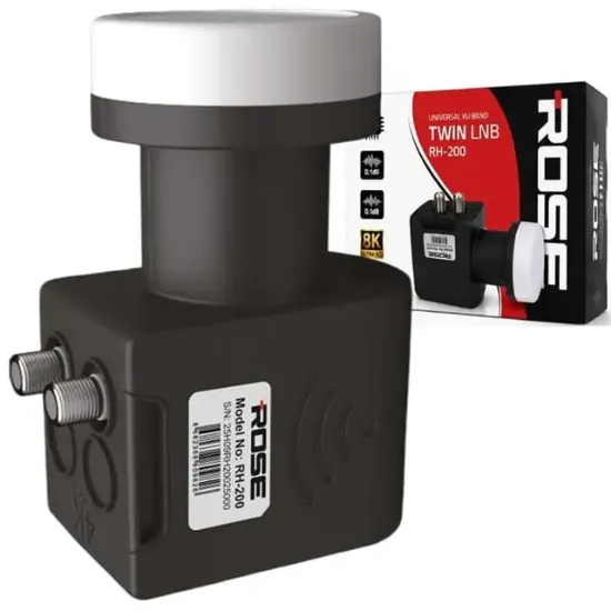 Rose RH 200 Ultra HD 8K Taiwan Çipsetli 0,1 dB Çift Çıkışlı Universal LNB resmi
