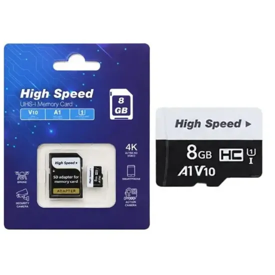 Elba  A1 V10 U1 Adaptörlü Class 10  Yüksek Hız 8 GB Micro SD Hafıza Kartı  resmi