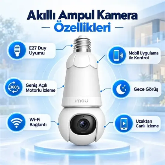 Imou IPC-S6DP-3M0WEB Bulb Cam Renkli Gece Görüş İki Yönlü Konuşma Siren Wifi 3MP E27 Ampul Duy Tipi Kamera resmi