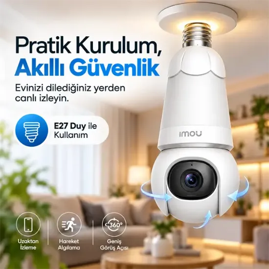 Imou IPC-S6DP-5M0WEB Bulb Cam Renkli Gece Görüş İki Yönlü Konuşma Siren Wifi 5MP E27 Ampul Duy Tipi Kamera resmi