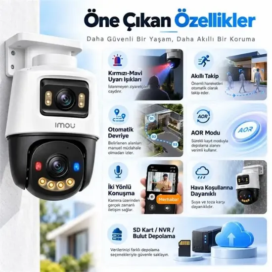 Imou Ipc PS70FP 8M0 Cruiser Dual 8MP Çift Lens Poe Renkli Gece Görüşlü Dış Mekan IP PT Kamera resmi