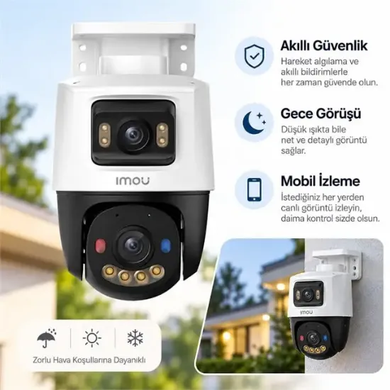 Imou Ipc PS70FP 8M0 Cruiser Dual 8MP Çift Lens Poe Renkli Gece Görüşlü Dış Mekan IP PT Kamera resmi