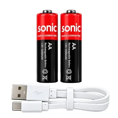 Asonic PL1400 1.5V 1400 mAh-2600 Mvh Type-C Şarjlı 2'li AA Pil resmi