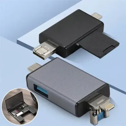 Powermaster PM-39094 7in1 Çok Fonksiyonlu USB 3.0 Type-C Lightning SD/TF Kart Okuyucu Adaptör  resmi