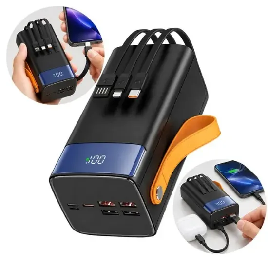 Snapron SNP-3050 22.5W LCD Ekran PD 50.000mAh Dahili Kablolu Hızlı Şarjlı Powerbank resmi