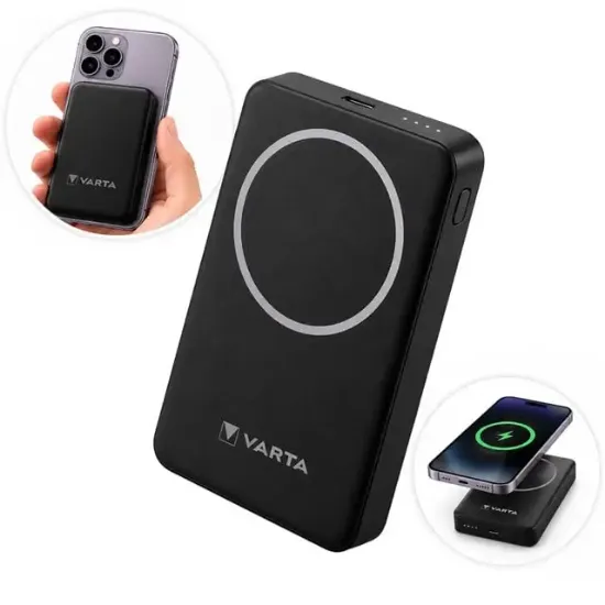 Varta 57903 Mag Pro MagSafe 5.000mAh Siyah Manyetik Kablosuz Powerbank resmi