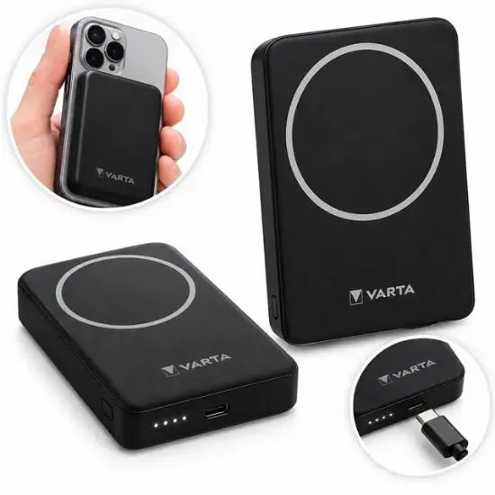Varta 57903 Mag Pro MagSafe 5.000mAh Siyah Manyetik Kablosuz Powerbank resmi