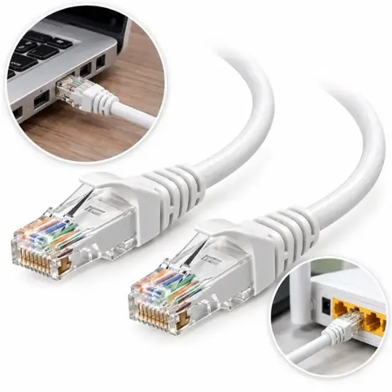 Herz CAT6 Beyaz 20 Metre RJ45 Patch Network Ethernet İnternet Kablosu resmi
