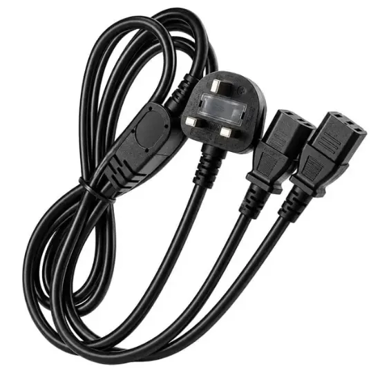 PowerMaster PM 38801 UK Fişli Çift Iec C13 Çıkışlı 1.8 Metre PC Güç Kablosu resmi