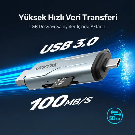UNITEK 2' SI 1 ARADA KART OKUYUCU MICRO SD / SD (R1010A) resmi
