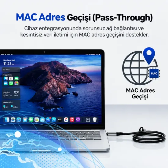 UNITEK USB-C TO ETHERNET KABLO 3M (C18148AGY01-3M) resmi