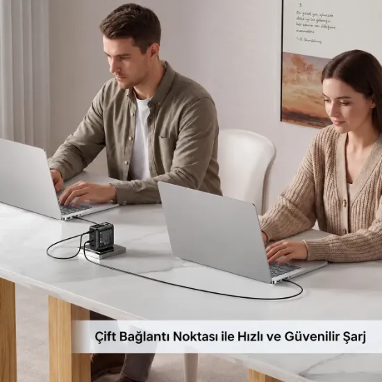 UNITEK REXO 140W 4 PORTLU AKILLI EKRANLI GAN SARJ CİHAZI  (P1132ABK01-EU) resmi