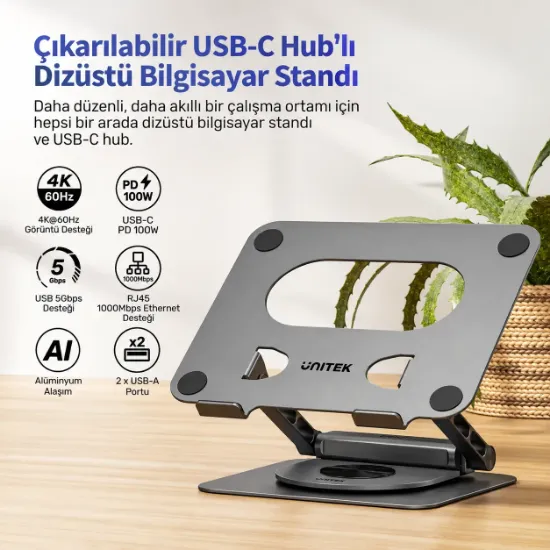 UNITEK 360° METAL 15.6” NOTEBOOK STAND (D1109CGY01) resmi