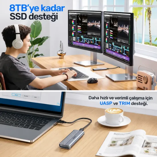 UNITEK M.2 PCIe NVME USB-C SSD KUTUSU (S1241B01) resmi