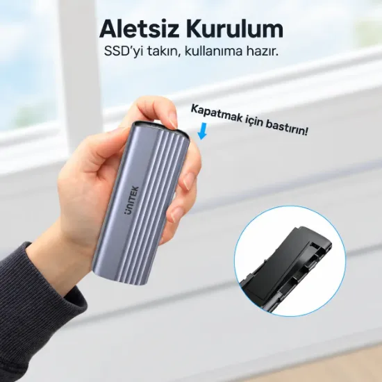UNITEK M.2 PCIe NVME USB-C SSD KUTUSU (S1241B01) resmi