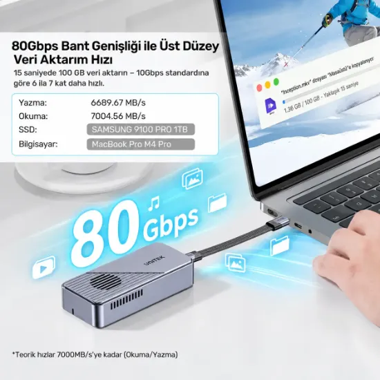 UNITEK TURBOCOOL+ 80GBPS M.2 SSD KUTUSU (S1253BGY01) resmi