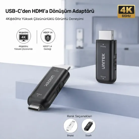 UNITEK USB-C F TO HDMI M ADAPTOR (V1187ABK01) resmi